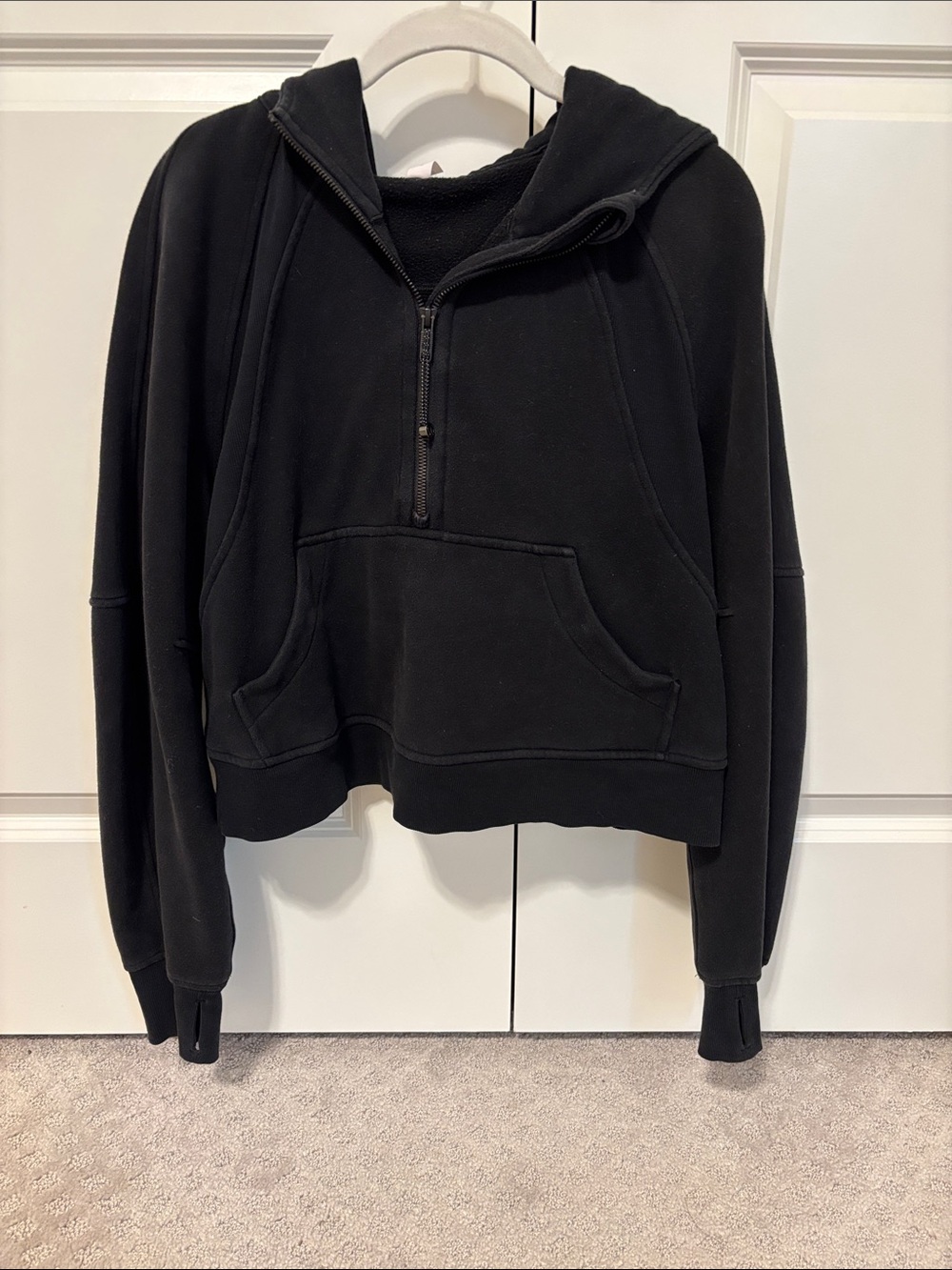 lululemon athletica Black Half-Zip scuba Hooded Sweatshirt